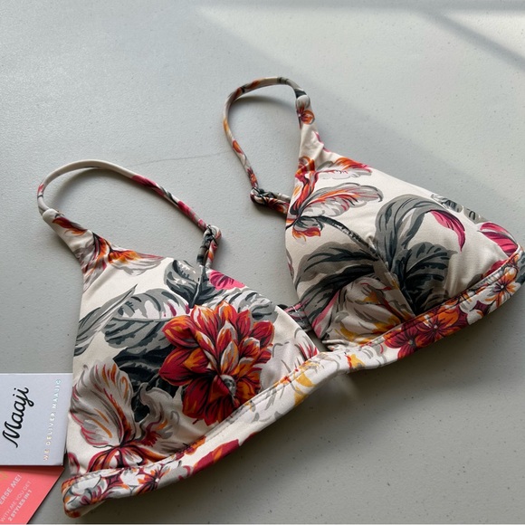 Maaji Bikini Tops Womens Medium Multicolor Floral Reversible Swimsuit New - Picture 2 of 8